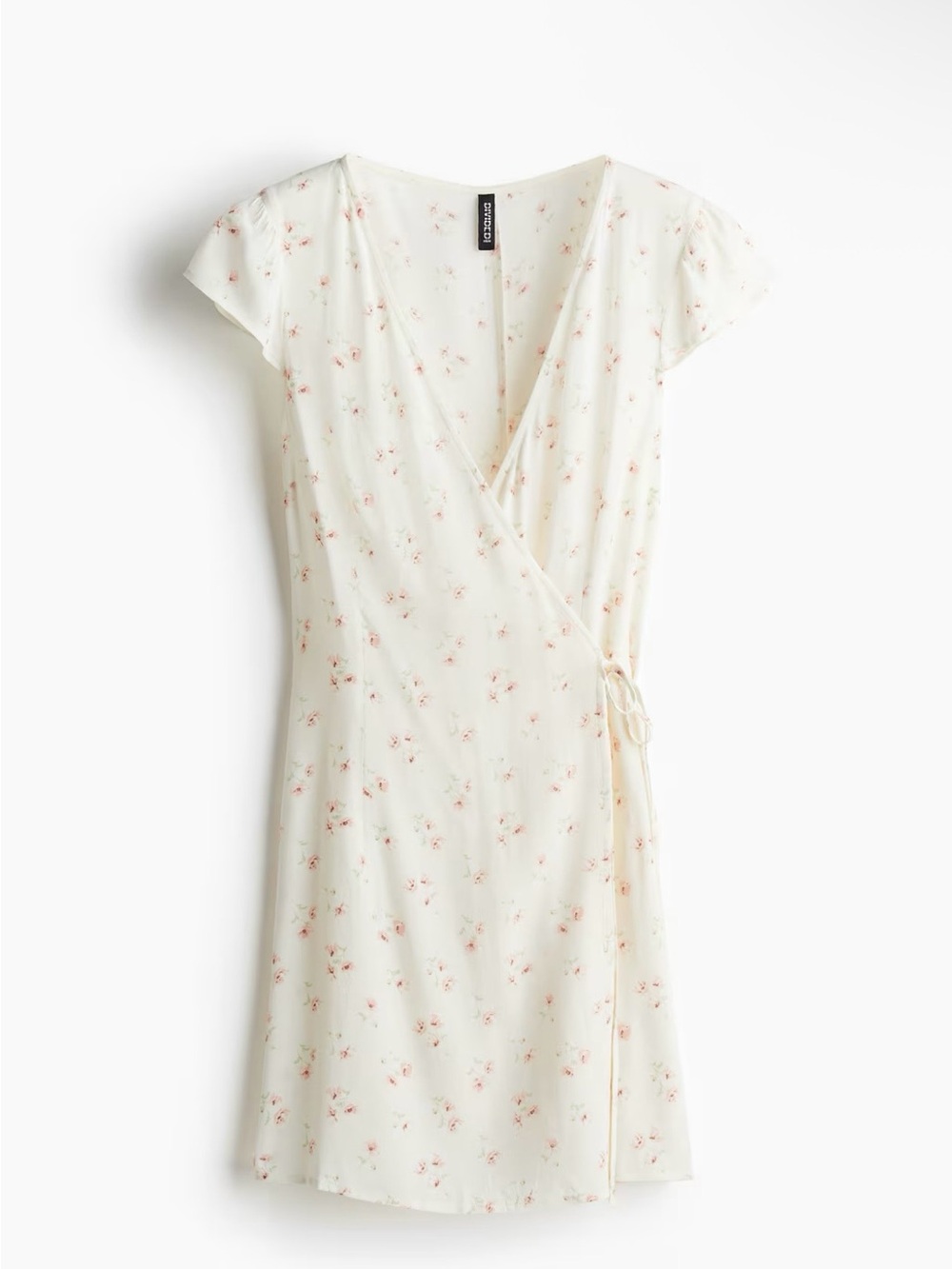 H&M Cream Mini Wrap Dress with Soft Pink Floral Print